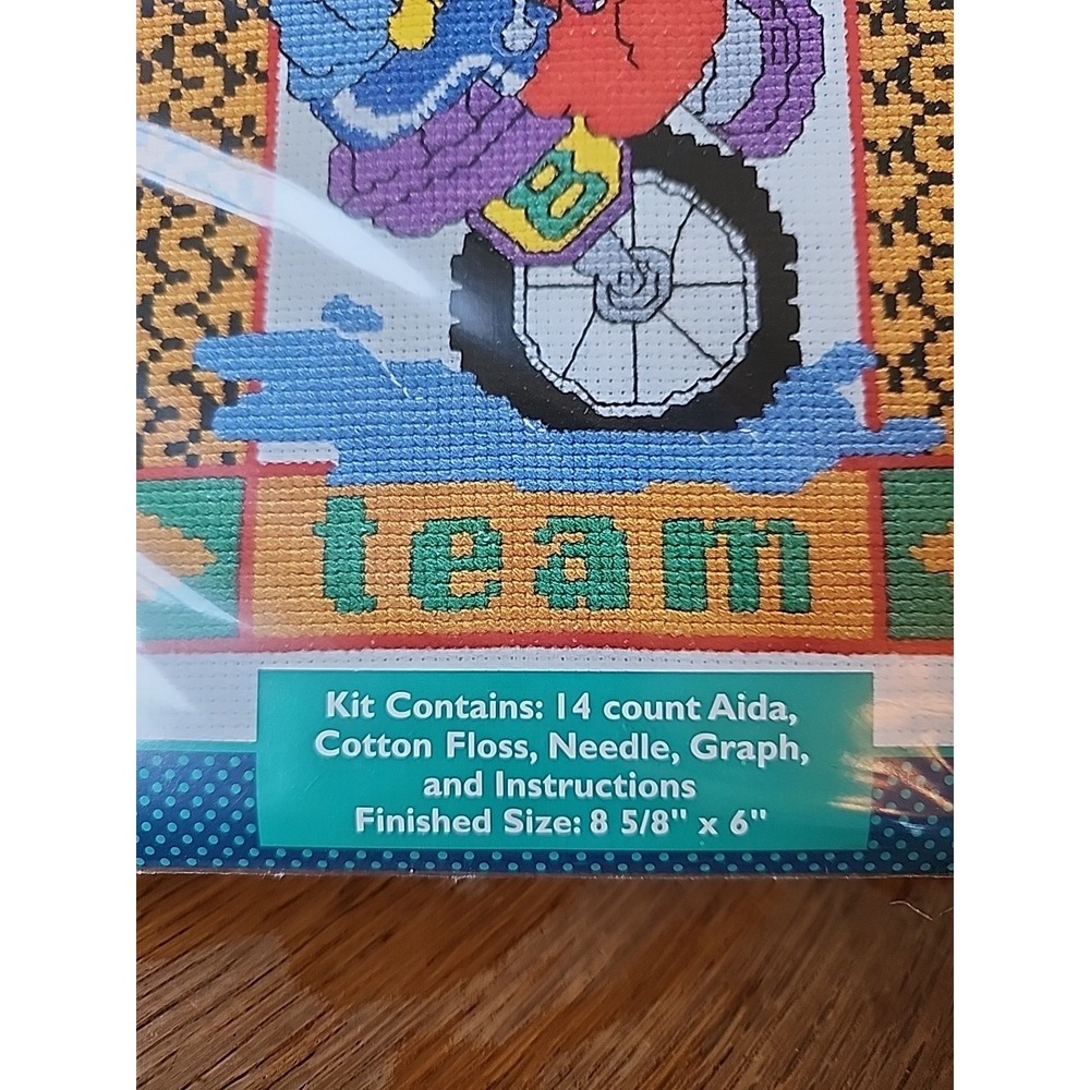NOS Disney Mickey Mouse Unlimited Counted Cross Stitch Kit Motorcycle Motocross‎ - Picture 4 of 13